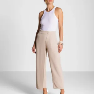 Ophelia Asymmetric Wrap Trousers | Light Beige